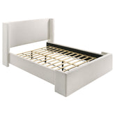 Best Furniture Outlet - Coaster - Alamosa Boucle Upholstered Queen Wingback Bed White  - 310078Q